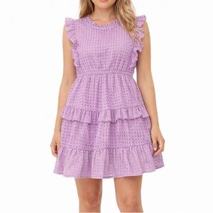 Jodifl Medium Purple Ruffled Midi dress